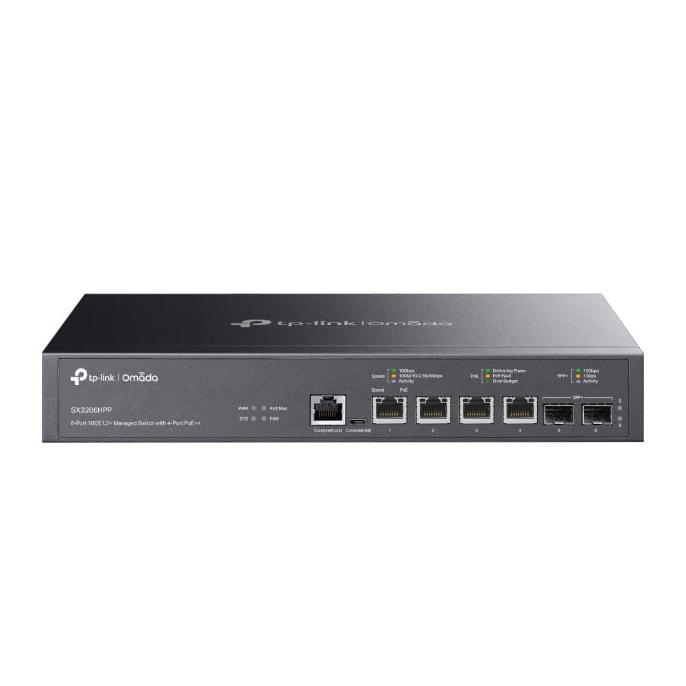 SX3206HPP - Omada 6-Port 10GE L2+ Managed Switch with 4-Port PoE++